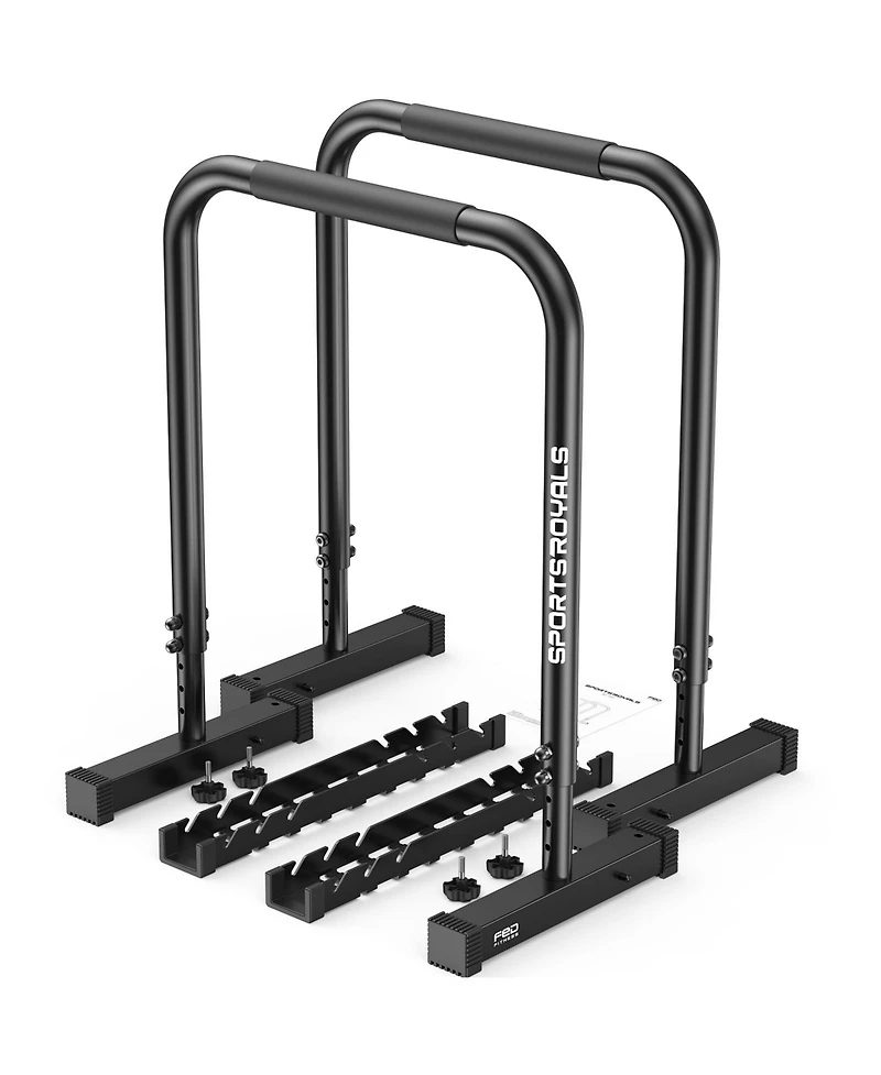 Fed Fitness Adjustable Dip Bar Station, Heavy Duty Parallette and Parallel Bars, 400LBS Stable Dip Stands for Home Gym