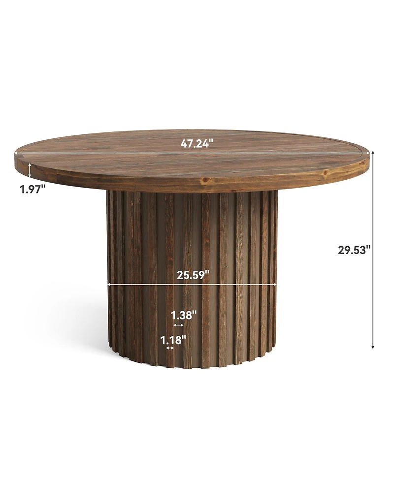 Tribesigns 47" Solid Wood Dining Table, Farmhouse Round Room Table for 4, Circle Kitchen Small Dinner Natural