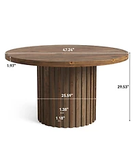Tribesigns 47" Solid Wood Dining Table, Farmhouse Round Room Table for 4, Circle Kitchen Small Dinner Natural