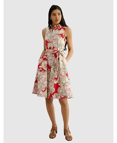 Hobbs London Women's Beki Printed Collar Shirt Dress