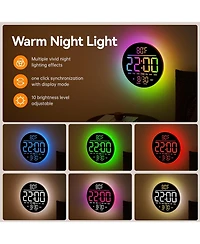 Jall 10 Inch Large Digital Wall Clock (Blue) with Rgb Colors Seconds Countdown Alarm Auto Dst Temperature Night Light Plug Aaa Backup