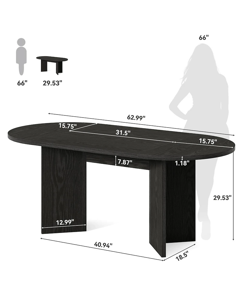 Tribesigns 63" Oval Farmhouse Dining Table for 4-6