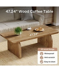 Tribesigns Rectangle Coffee Table, 47-Inch Wood Rectangular Living Room Farmhouse Accent Center Table Low Cocktail Tea with Sturdy Base &