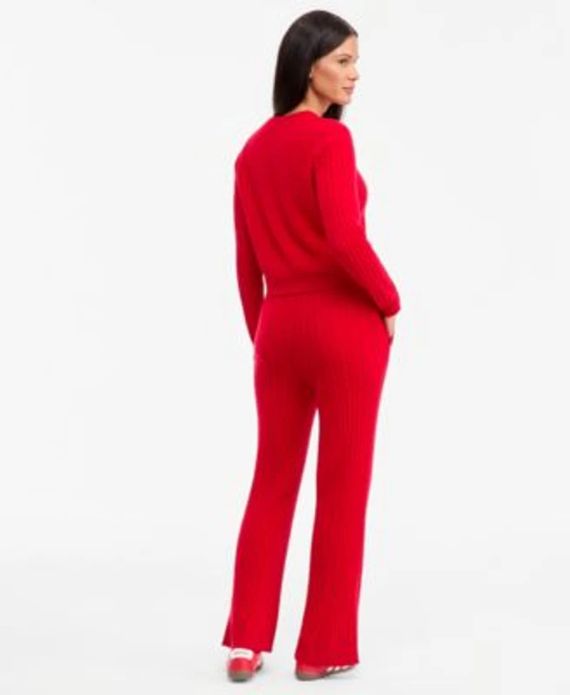 Charter Club Womens Cashmere Cardigan Short Sleeve Sweater Wide Leg Pants Macys Exclusive