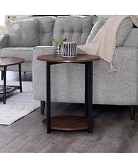 Household Essentials Jamestown Round End Table with Storage Shelf