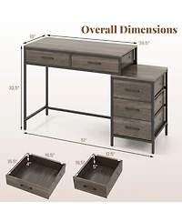 Slickblue Computer Desk with 5 Drawers and Printer Stand