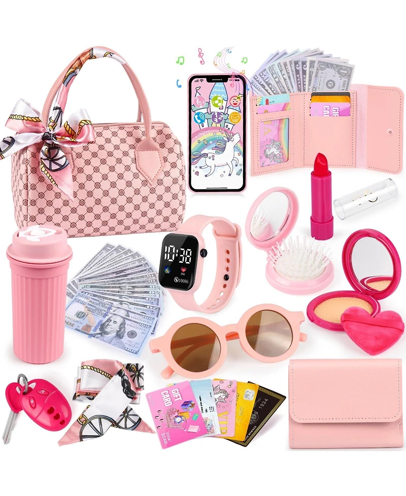 Gnuadz Kids Pretend Makeup Play Purse with Accessories Gift
