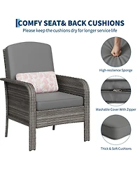 homfan Outdoor Wicker Chairs Set of 2 with High Backs and Cushions, Pe Rattan Patio Conversation Seating for Porch, Deck, Balcony