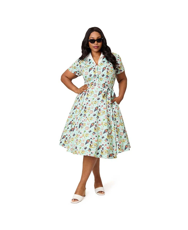 Unique Vintage Plus 1950s Collared Shirt Dress