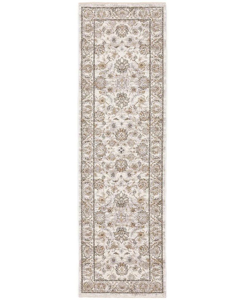Oriental Weavers Maharaja 70E Ivory and Gray 2'3" x 7'6" Runner Rug