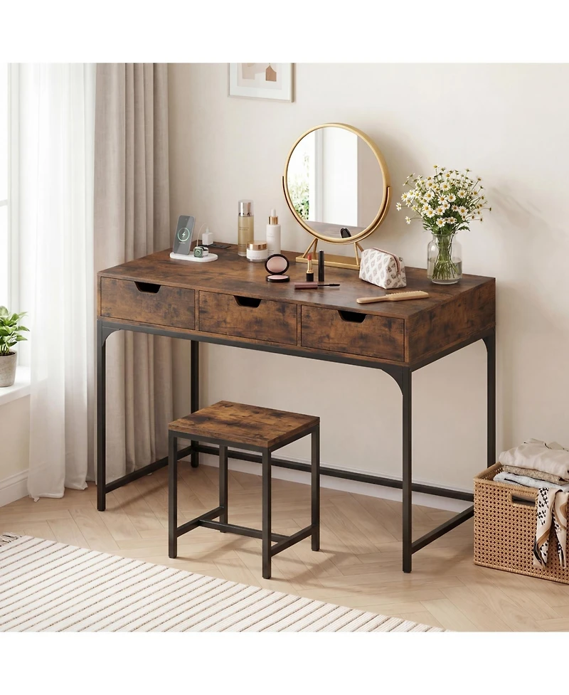 Slickblue Modern Computer Desk with Charging Station and Hidden Compartment