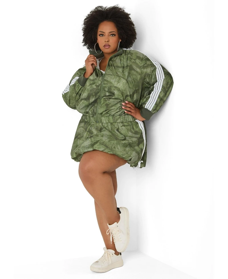Ashley Stewart Women's Plus Camo Print Zip Front Jacket