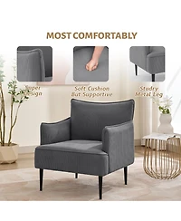 homfan Mid-Century Modern Accent Chair with Corduroy Fabric and Sturdy Wood Frame