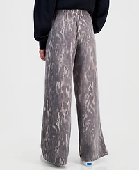 Almost Famous Juniors' Leopard-Print Wide-Leg Sweatpants