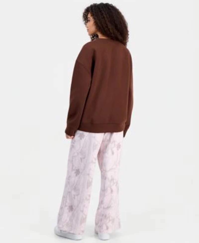 Madden Girl Juniors Crewneck Sweatshirt Camo Print Wide Leg Sweatpants