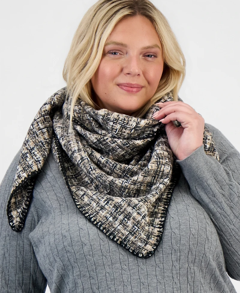 Style & Co Women's Chenille Space-Dye Triangle Black Wrap Scarf, Macy's Exclusive