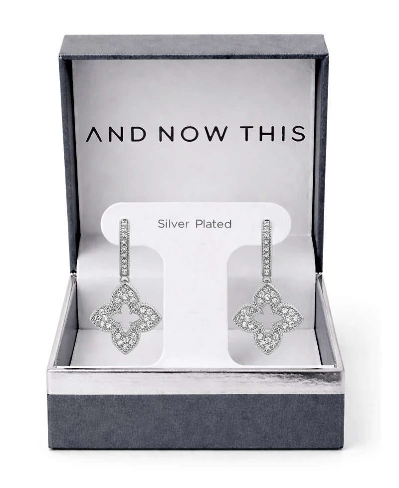 And Now This Crystal Flower Hinged Hoop Earrings