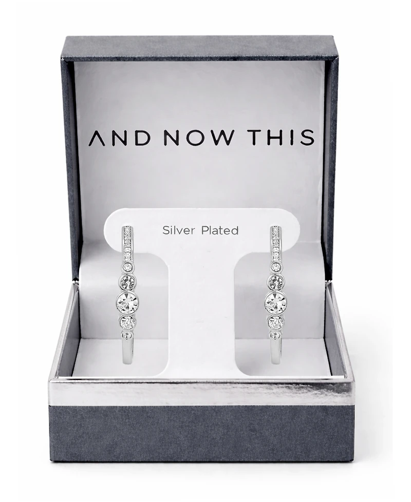 And Now This Crystal Post C Hoop Earrings