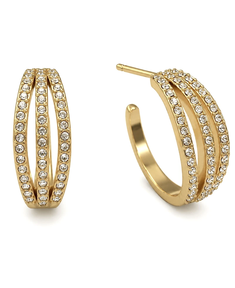 And Now This Gold Plated 2-Piece C Hoop Bar Earrings Set