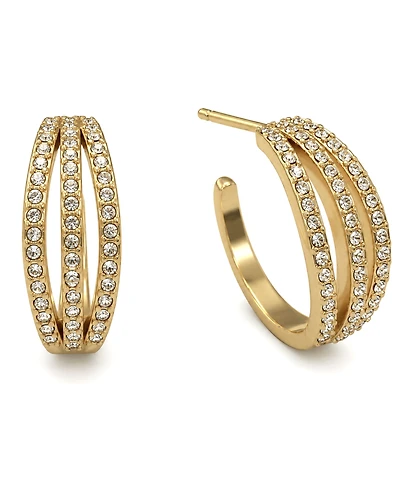 And Now This Gold Plated 2-Piece C Hoop Bar Earrings Set