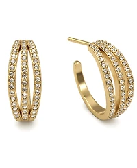 And Now This Gold Plated 2-Piece C Hoop Bar Earrings Set