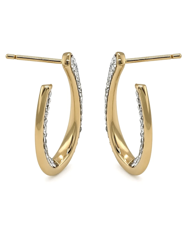 Crystal Curved Post Earring, Gold Plate and Silver