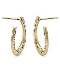 Crystal Curved Post Earring, Gold Plate and Silver