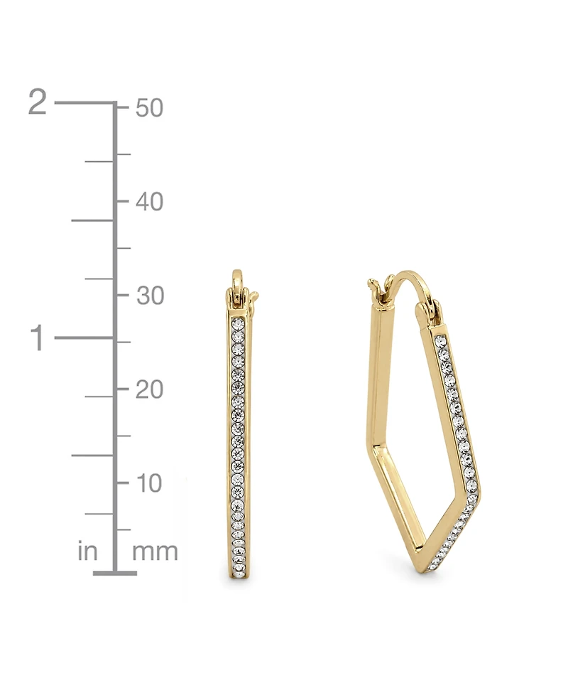 Essentials Clear Crystal Pave Geometric Hoop Earring, Gold Plate and Silver Plate
