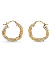Clear Crystal Twisted Click Top Hoop Earring in Silver Plate or Gold Plate