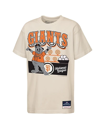 Mitchell & Ness Big Boys and Girls Cream San Francisco Giants Step Back Up Mascot T-Shirt
