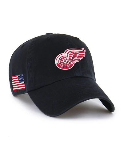 '47 Brand Men's and Women's Black Detroit Red Wings Heritage Flag Clean Up Adjustable Hat