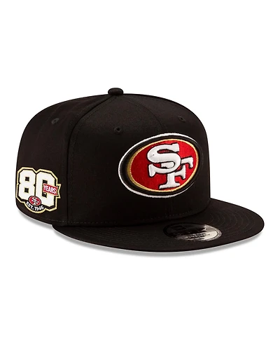 New Era Men's Black San Francisco 49ers 80th Anniversary Side Patch 9FIFTY Snapback Hat