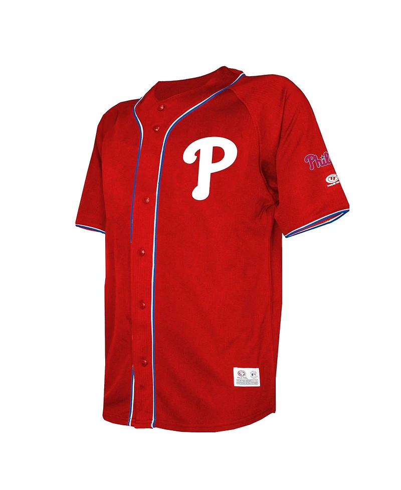 Stitches Men's Red Philadelphia Phillies Team Color Full-Button Fashion Jersey
