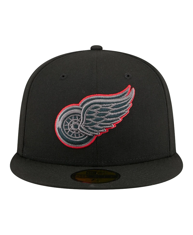 New Era Men's Black Detroit Red Wings Color Pop 59FIFTY Fitted Hat