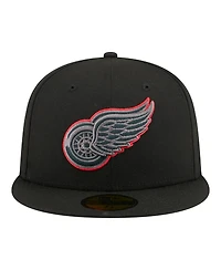 New Era Men's Black Detroit Red Wings Color Pop 59FIFTY Fitted Hat