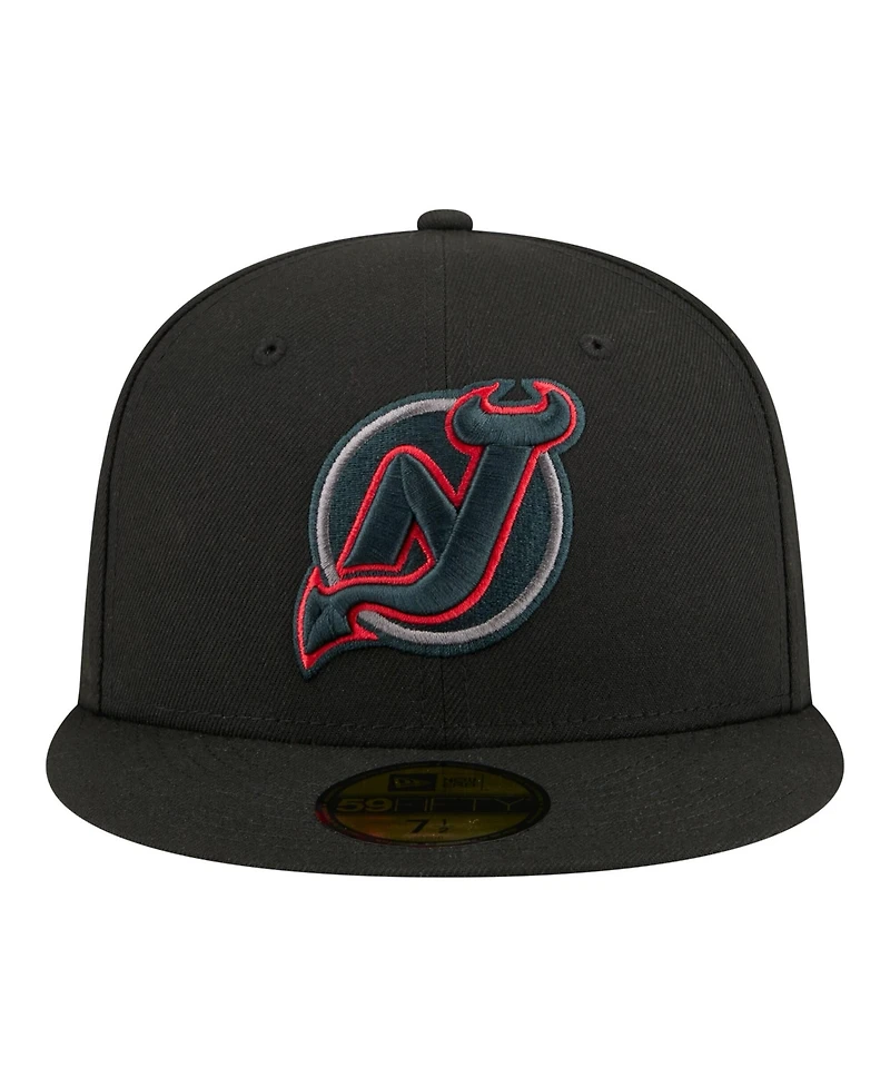 New Era Men's Black Jersey Devils Color Pop 59FIFTY Fitted Hat