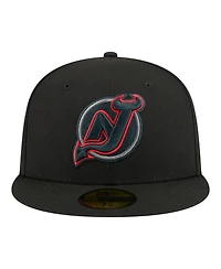 New Era Men's Black Jersey Devils Color Pop 59FIFTY Fitted Hat