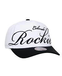 Mitchell & Ness Men's and Women's White/Black Colorado Rockies Xl Script Pro Crown Adjustable Hat