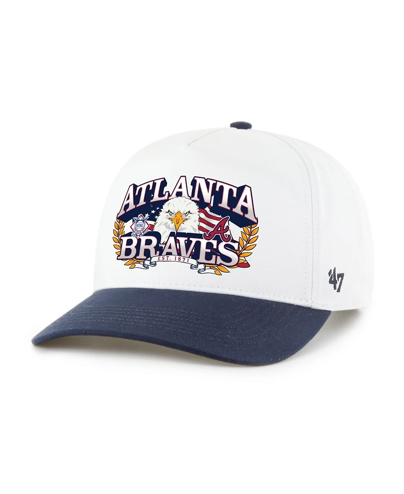 '47 Brand Men's White/Navy Atlanta Braves Americana Eagle Hitch Adjustable Hat