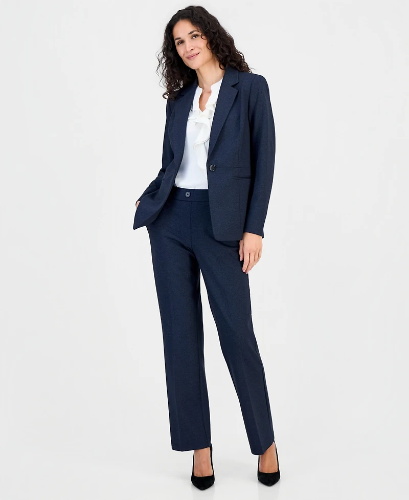 Kasper Women's Faux-Fly Pull-On Straight-Leg Pants