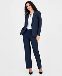 Kasper Women's Faux-Fly Pull-On Straight-Leg Pants