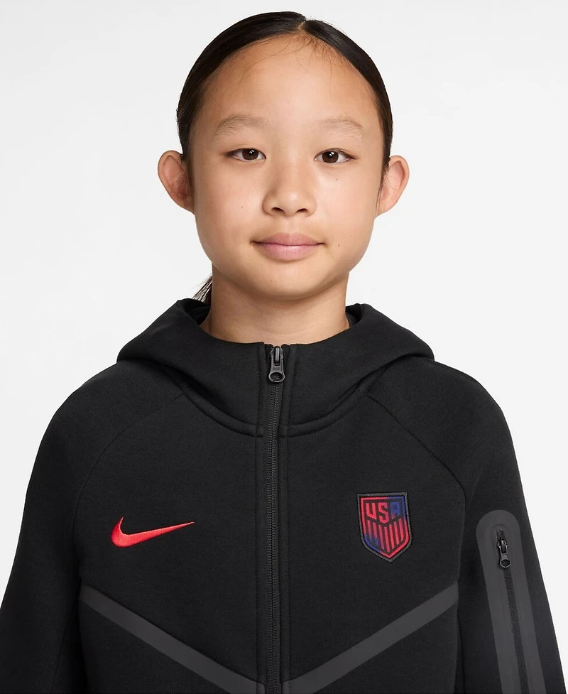 Nike Big Boys and Girls Black Usmnt Tech Fleece Full-Zip Hoodie