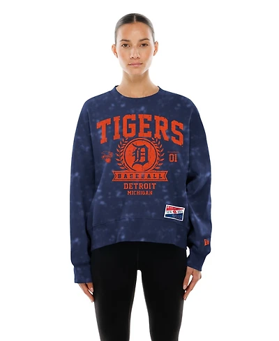 New Era Women's Navy Detroit Tigers Throwback Oversized Boxy Sweatshirt