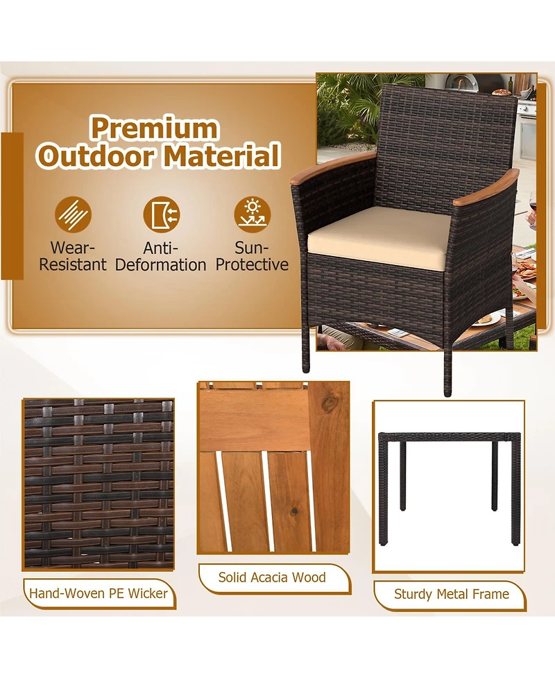 Gymax 7-Piece Patio Dining Set Outdoor Conversation Set w/ Hand-Woven Pe Wicker Mixed