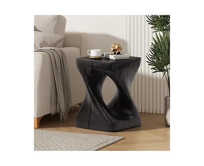 sumyeg Twisted Spiral Hollow Mgo Side Table 200lbs No Assembly Wood Grain End