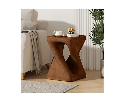 sumyeg Twisted Spiral Hollow Mgo Side Table 200lbs No Assembly Wood Grain End