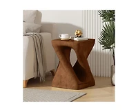 sumyeg Twisted Spiral Hollow Mgo Side Table 200lbs No Assembly Wood Grain End