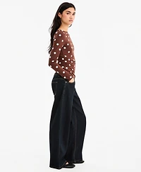 Vanilla Star Juniors' Hero Look Self-Belt Dark-Rinse Wide-Leg Jeans