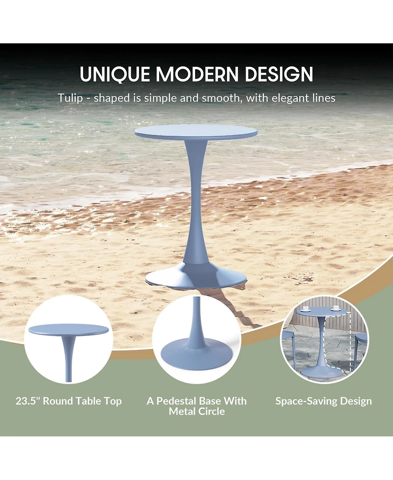 3-Piece Outdoor Metal Dining Table Set And Stackable Resin Patio Chairs