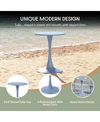 3-Piece Outdoor Metal Dining Table Set And Stackable Resin Patio Chairs